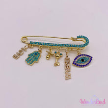 Load image into Gallery viewer, Turquoise Rhinestones Stroller Pin 3"1/4