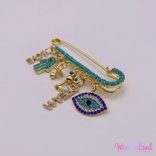 Load image into Gallery viewer, Turquoise Rhinestones Stroller Pin 3"1/4