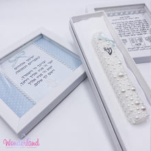 Load image into Gallery viewer, Mother & Baby Boy Blessing & Pearl Mezuzah