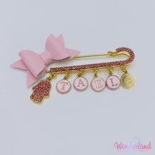 Load image into Gallery viewer, Pink Name & Beads Stroller Pin 3"1/4