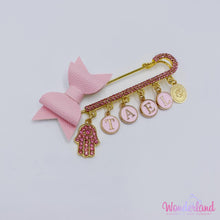 Load image into Gallery viewer, Pink Name & Beads Stroller Pin 3"1/4