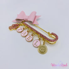 Load image into Gallery viewer, Pink Name & Beads Stroller Pin 3"1/4