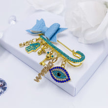 Load image into Gallery viewer, Turquoise Rhinestones Stroller Pin 3"1/4