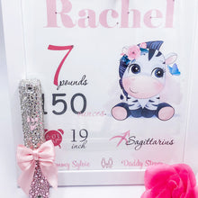 Load image into Gallery viewer, Set Birth Certificate & Baby Rhinestones Mezuzah Big Bow
