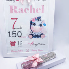 Load image into Gallery viewer, Set Birth Certificate & Baby Rhinestones Mezuzah Big Bow