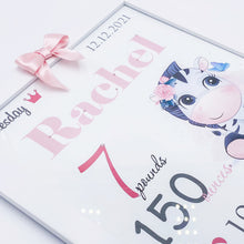 Load image into Gallery viewer, Set Birth Certificate & Baby Rhinestones Mezuzah Big Bow