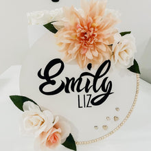 Load image into Gallery viewer, Round Name Sign with Flowers