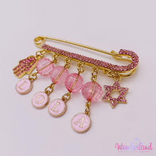 Load image into Gallery viewer, Pink Name & Beads Stroller Pin 3"1/4