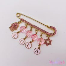 Load image into Gallery viewer, Pink Name & Beads Stroller Pin 3"1/4