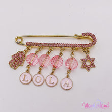 Load image into Gallery viewer, Pink Name & Beads Stroller Pin 3"1/4