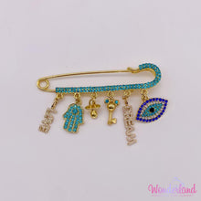 Load image into Gallery viewer, Turquoise Rhinestones Stroller Pin 3&quot;1/4
