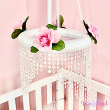 Load image into Gallery viewer, White Satin &amp; Crystals Mobile
