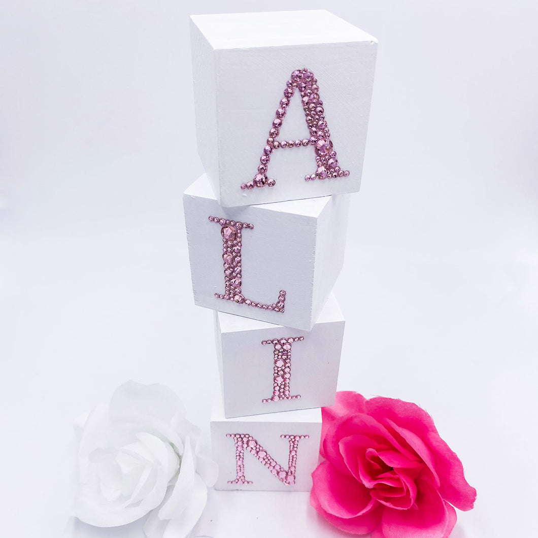 Wood Blocks Rhinestones Name
