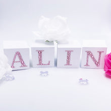 Load image into Gallery viewer, Wood Blocks Rhinestones Name
