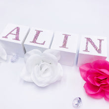 Load image into Gallery viewer, Wood Blocks Rhinestones Name
