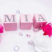 Load image into Gallery viewer, Wood Blocks Rhinestones Name
