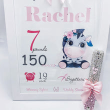 Load image into Gallery viewer, Set Birth Certificate &amp; Baby Rhinestones Mezuzah Big Bow
