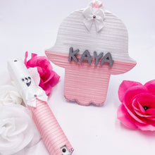 Load image into Gallery viewer, Baby Satin Mezuzah &amp; Satin Hamsa with Name
