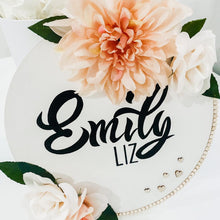 Load image into Gallery viewer, Round Name Sign with Flowers
