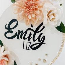 Load image into Gallery viewer, Round Name Sign with Flowers
