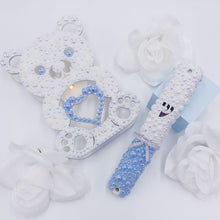 Load image into Gallery viewer, White AB &amp; Blue Pearl Baby Mezuzah 5&quot;
