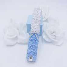 Load image into Gallery viewer, White AB &amp; Blue Pearl Baby Mezuzah 5&quot;
