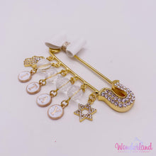 Load image into Gallery viewer, White Name &amp; Beads Stroller Pin 4&quot;
